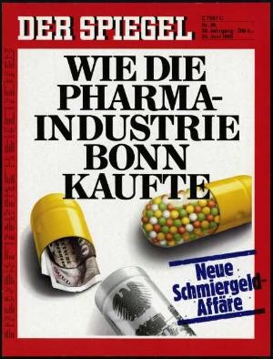 Der Spiegel 26/1985. Titelstory: Wie die Pharmaindustrie Bonn kaufte – Neue Schmiergeldaffäre 